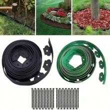 1 Packung 10m lang x 5cm breit Garteneinfassungs-Set mit 30 Stück Nägeln, modisches Outdoor-Design, L-förmiges Zurückhalteband, Rasenisolierband, verstärkt, für Rasen, Landschaftsgestaltung, Blumenbeete, Isolationsbänder, dekorative Einfassung