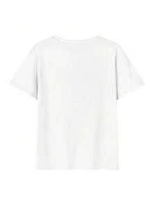A Round Neck Short Sleeve T-Shirt With A Stylish White Lettering Print, A Loose Top That Goes Well With Summer Fashion - 白色 - 查看 2