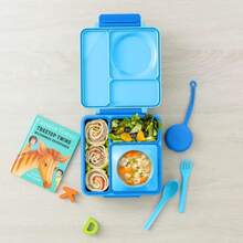 OmieBox Bento Box For Kids - Insulated Bento Lunch Box With Leak Proof Vacuum Insulated Food Jar - 3 Compartments, Two Temperature Zones (Purple Plum) - 藍天 - 查看 3