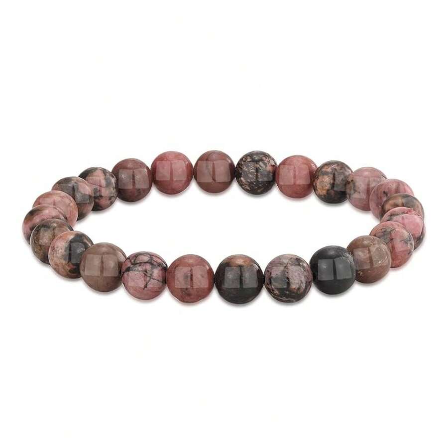 Vibe Green Jade Bracelet - Healing Wealth Bracelet - Jade Beaded Bracelet Women Men - Bring Good Luck Prosperity And Emotional Balance - Adjustable Size - 玫瑰榴石 - 查看 1
