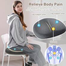 Puredown X Large Seat Cushions, 1 Pack Gel Office Chair Pads With Non-Slip Backing, Tailbone Pain Relief Cushion, Washable Car Booster Seat Cushion, 19" X 15" X 5" - 19吋 x 15吋 x 5英寸 - 查看 3
