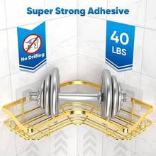 3 Pack Corner Shower Caddy Adhesive Organizer Pink  Adhesive Shower Organizer For Bathroom Storage, Rustproof Stainless Steel Shower Shelves, No Drilling, Space-Saving Shower Rack Shelf For Inside Shower, Pink - L-shaped Gold Of 2 - View 8