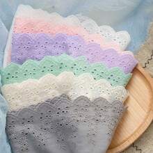 1 码彩色棉质刺绣花朵蕾丝花边、服装、包包、家居装饰 DIY 配件