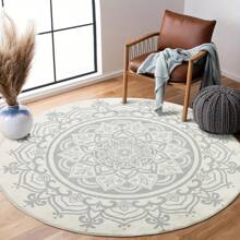 1pc Round Area Rug Bohemian Mandala Pattern Area Mat - Ultra Soft, Comfortable For Bedroom, Living Room, Study, Entryway, Children's Game Room, Office, Dining Room, Room Decor, Nursery As Floor Mat, Cashmere-Like Circle Bedroom Rug, Washable & Non-Slip, Carpet For Living Room - Indoor All-Season Home Decor, Living Room Rug, Rugs For Bed Room, House Decor | Bedroom Decor