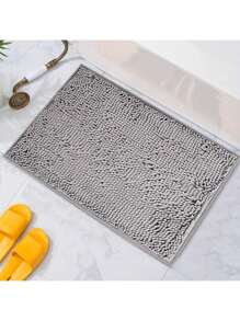 1pc Simple Solid Color Soft Chenille Non-Slip Bathroom Mat, Suitable For Bathroom, Toilet, Bedroom, Kitchen & Other Home Decoration