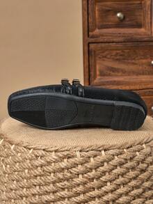 Women's Fashion Square Toe Flats, Fairy Style French Flat Shoes, Slip-On Ballet Flats For Work, Casual Wear With Jeans - 黑色 - 查看 7