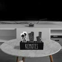 New- Remote Control Holder, Farmhouse Remote Storage Box, Bedside TV Controller Caddy, Rustic Wood Media Anizer Tray For Home Bedroom Table (Black) - Jet Black - View 3