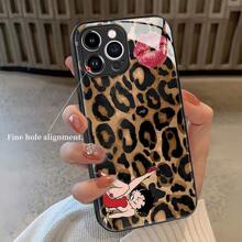 Leopard Betty Kiss Print Element-Design Phone Case, Suitable For IPhone Models 16, 15, 14 Pro Max, 13, 12, 11, XR, XS Plus Phone Cases, Made Of TPU Silicone Material, Providing Shock And Drop Protection, With Drop Protection Function, And Has A Very Good Hand Feel. It Is The Most Suitable Gift For Family, Friends, And Loved Ones.