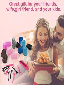 12/18/24 Stücke Lockenstab Haarwickler Set mit 12 selbsthaftenden Haarwicklern und 12 Edelstahlclips, geeignet für langes, mittellanges, kurzes, dickes und feines Haar, Pony und Volumen Locken, Haarstyling Set, Haarpflegewerkzeug, Schönheitsaccessoire Geschenk für Frauen