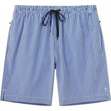 Pantalones cortos de baño para hombre de secado rápido, con bolsillos con cremallera y forro de malla - Dk4142 Raya azul - Ver 1