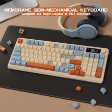 M96 Wireless Gaming Keyboard, Knob Control Bluetooth/2.4G Wireless, Mechanical Feeling, RGB LED Backlit With Display Screen, PBT Keycap, 3000mAh, US Layout Compatible With Win/