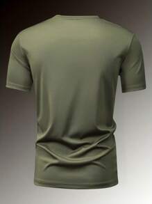 Men's Summer Solid Color Basic Round Neck T-Shirt - Casual Short Sleeve T-Shirt, Fashion Leisurewear Outdoor Men's Half Sleeve Top With Stretchy Detail - Adult Casual Daily And Weekend Wear, Suitable For Outdoor Activities