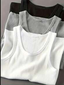 Men's American Style Ribbed Knit Tank Top - Màu xám đen - Xem 2
