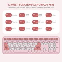 Quiet Wireless Keyboard And Mouse, Retro Typewriter-Style Full-Size Colorful Keyboard And Mouse Combo, Slim Design, Low-Noise Typing For Windows PC Laptop - Màu Hồng  Dưa hấu - Xem 4