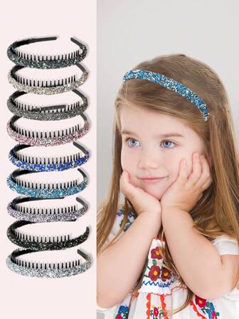 1pc Children's Shiny Rhinestone Decorated Hair Hoop, Girls Bangs Non-Slip Headband, Red, Suitable For Casual Daily Wear, Hair Accessory Gift