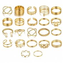 22pcs/Set Butterfly, Heart Shaped Adjustable Knuckle Rings, Unique Design Jewelry Sets For Women