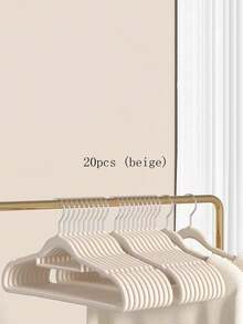 20 piezas de perchas con felpa, sin costuras, amigables con los hombros, antideslizantes, organizadores del hogar para redes de ropa, ganchos para ropa de niños, perchas de plástico grueso para ropa - Percha flocada para ropa infantil - Ver 5