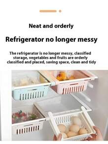 Scatola di stoccaggio regolabile stile cassetto per frigorifero, scaffale organizzatore da cucina per frigorifero, contenitore di stoccaggio portatile con fori divisori, comodo per frigorifero, armadietto da cucina e piano di lavoro, adatto per conservare piccoli frutti e verdure