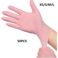 10/50/100pcs Pale Pink Powder-Free Disposable Nitrile Gloves, For Household & Kitchen Cleaning, Best Seller (XS, S, M, L Size)