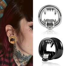 2PCS Hot 316 Stainless Steel Halloween Monster Tongue Ear Tunnels Ear Gauges Tunnels Plugs Stretcher Expander Piercing Body Jewelry Women
