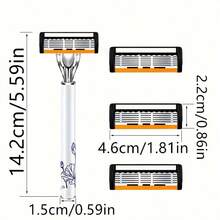 男士/女士高级手动剃须刀，黄白瓷设计 - 6 层刀片，剃须顺滑，防滑手柄，修整胡须和胡须的理想选择