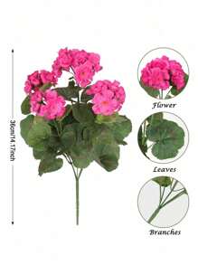 4/2pcs Artificial Shrubs Geraniums Realistic UV Protected Red Pink Begonia Flowers With Green Foliage For Indoor & Outdoor Decor, Perfect For Garden, Porch, Patio, Window Box, And Hanging Planter, Garden Decor , Christmas, Halloween, Thanksgiving, Valentine's,Maintenancefree Plants, Artificial Outdoor Flowers Shrubs