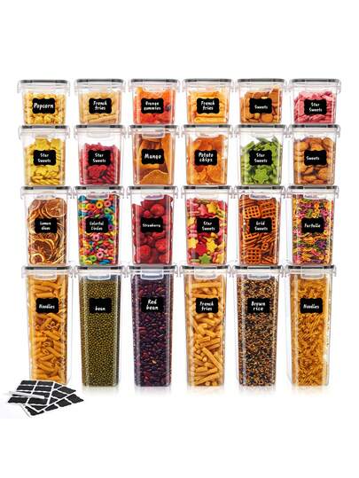 4/7/10/15/18/21pcs Storage And Organization,Labeled And Marked Airtight Food Storage Containers And Condiment Jars - Keep Grains, Flour, Salt, Pepper And Sugar Fresh - A Dishwasher-Safe Kitchen Pantry Organization And Storage Solution,Funny Stocking Stuffers,Stocking Stuffers For Adults,