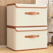 1PC Light Luxury Flip Lid Organizer, Clothing Organizer, Quilt Organizer, Closet Organizer, Miscellaneous Organizer, Toy Organizer, Holiday Decorative Organizer, Fall Decorative Organizer, Built-In Rigid Sheet, Upgraded Thickened Fabric, Wider Comfortable Imitation Leather Carrying Handle, Suitable For Dormitory Storage, Home Storage, Moving Storage, Warehouse Storage.
