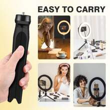 10-Inch LED Ring Light With Cell Phone Holder, Adjustable Desktop Tripod, Dimmable, USB Powered, Handheld, Portable, For Video Recording, Selfies, Vlogs, Makeup, Live Streaming