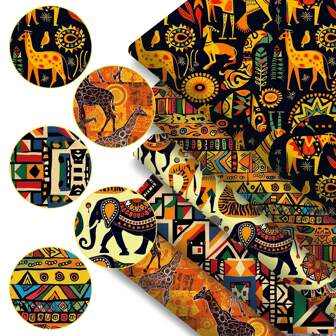 African Kente Themed Fabric Bundle - 5pcs, Assorted Colors, Pre-Cut Polyester Quilting Squares For DIY Crafts, Gift WrappingQuilt Making Sewing Quilting Crafting Hand Sewing DIY Doll Fabric Stitching