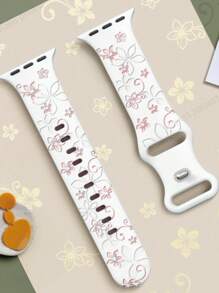 Correa de reloj con diseño floral tallado compatible con tamaños de 38mm, 40mm, 41mm, 42mm, 44mm, 45mm y 49mm. Correa de silicona suave con diseño floral encantador, compatible con relojes de la serie 10, SE, 9, 8, 7, 6, 5, 4, 3, 2 y 1 Ultra. Correa de reloj con elemento floral de moda.