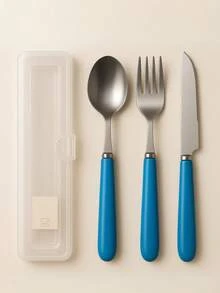 Portable Individual Lunch Box Cutlery Holder Case Bag - Baby Blue - View 3