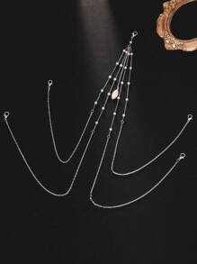 1 peça de corrente metálica sexy para biquíni com decoração de pérolas falsas na cintura, joia para festa em boate