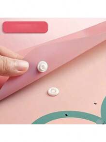5pcs Cartoon A4 Size High Capacity Thick Storage Bag, Transparent Waterproof And Moisture-Proof Folder With Button Closure, Office & Student Stationery Organizer, Gift,Back To School,School Supplies