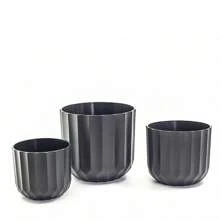 Set de 3 macetas negras | Maceteros redondos minimalistas modernos | Adecuados para suculentas, plantas de interior y exterior | Jardinería y decoración del hogar