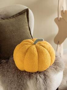 1pc Soft Plush Pumpkin Decor – Boucle Fabric Fall Thanksgiving Halloween Tabletop Decoration For Neutral Farmhouse Autumn Home, Cozy Boho Room Accent Home Decor Halloween Decor Room Decor