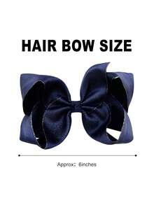 4 Piezas Lazos de pelo con brillo para niñas y niñas pequeñas, lazos azul marino con pinzas de cinta gróngrain y pinzas de caimán, accesorios de pelo para niños - Azul Marino - Ver 3