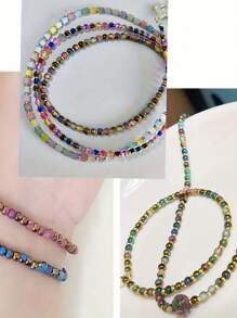 [Mitad Dorado Turquesa] Cuentas espaciadoras circulares de alta calidad de 20g y 4mm de mitad dorado y mitad turquesa, aptas para hacer joyas DIY como pulseras, aretes, collares. Múltiples colores disponibles de cuentas cerámicas semi, materiales para manualidades de joyería y cuentas sueltas circulares para hacer joyas a mano.