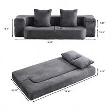 74.81"  Boneless Couch Sofa - High-Density Memory Foam Couch, 3-In-1 Sectional Sofa Bed, Removable Soft Fabric For Living Room (Light Grey) - 1 - Xem 3