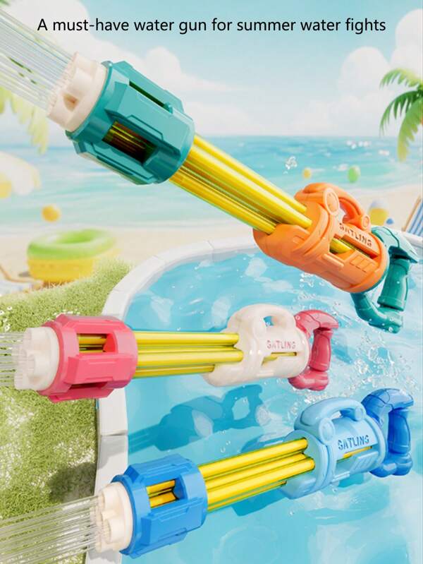 1 Pieza Pistola de agua tipo Gatling + Tipo de retroceso + Gran capacidad + Pelea de agua para exteriores en verano, playa, piscina + Regalo para vacaciones