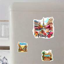 1 Pieza, Imán para refrigerador con diseño de París y la Torre Eiffel en color rosa - Elaborado en acrílico y goma suave, Decoración cuadrada para la cocina, Ideal para entusiastas de los viajes, regalo para el Día de la Madre/Padre, Decoración creativa para el hogar, la cocina, el refrigerador, la puerta, el gabinete de almacenamiento, con tema de París