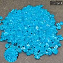 100 件/包多色夜光鹅卵石，花瓶/花盆装饰夜光石，适用于魔法花园、水族馆装饰、景观设计或婚礼装饰荧光鱼缸造景鹅卵石（0.31 * 0.39 英寸）