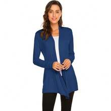 Newchoice Womens Casual Lightweight Long Sleeve Cardigan Soft Drape Open Front Fall Dusters (S-3XL) - Biru - View 1
