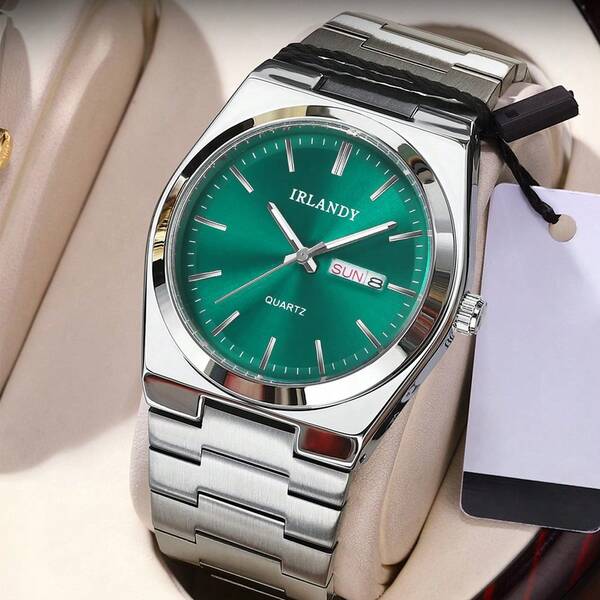 Men's Watch Stainless Steel Roman Numerals Ultra-Thin Luminous Dial Business Date Calendar Quartz Watch Round Hands Men's Wristwatch Party Wedding Gift Giving Beach Vacation Valentine's Day Gift