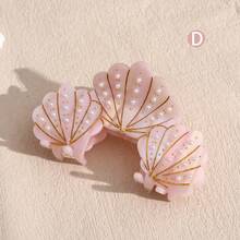 1 Piece Personalised Acetate Rhinestons Shell Holiday Hair Claw Clip Hair Accessories Fashion Hair Clips Fall Winter For Vacation Outfits Woman