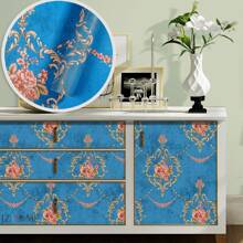 1 Rotolo di carta da parati autoadesiva rimovibile con motivo floreale blu, carta da parati adesiva moderna per decorazione di pareti, piani di lavoro, mobili, camere da letto, disponibile in lunghezze da 1m, 2m, 3m, 5m, 7m, 10m