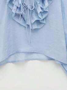 Blouse femme décorative multi-couches micro-transparente polyvalente et décontractée de style européen et américain, printemps/été