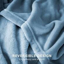 Sofa Blanket Living Room Cover SetFleece Blanket Twin Size, Soft Cozy Twin Blanket, Fuzzy Flannel Blanket Bed, Sofa, Couch, Travel, Camping, 60 X 80 Inches - Washed Blue - 查看 5