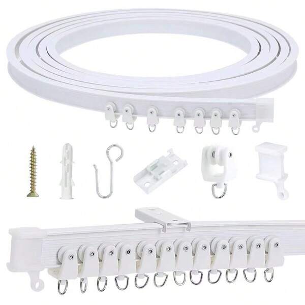 1 pieza Riel de cortina en forma de U flexible de 1,2 m