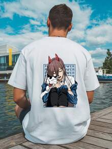 Playeras blanca de manga corta y negra de manga corta 100% algodón, con gráficos del personaje de anime, camiseta holgada de estilo casual, adecuada para chicos y parejas en verano, regalo de cumpleaños para chicos, regalo hecho a mano,La tela no tiene olor, camiseta estampada,playeras de hombre,viene bueno el estampado. - Blanco (parte posterior) - Ver 1